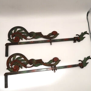 Kirsch Cast Metal Curtain Rods Brackets Set of Two 17" #5372 Vintage Wall Mount